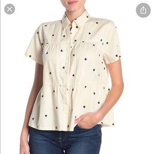 Madewell Embroidered Heart Botton Peplum Med